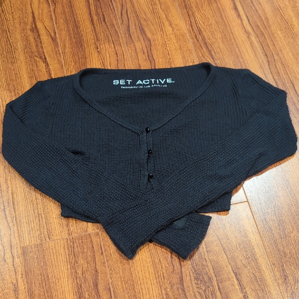 SET Active Black Buttoned Cardigan And Tank Set